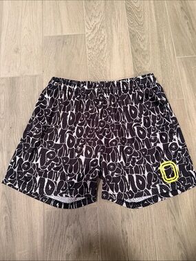 Overtime Mens Black and Yellow Athletic Shorts Size S